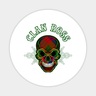 Scottish Clan Ross Tartan Celtic Skull Magnet